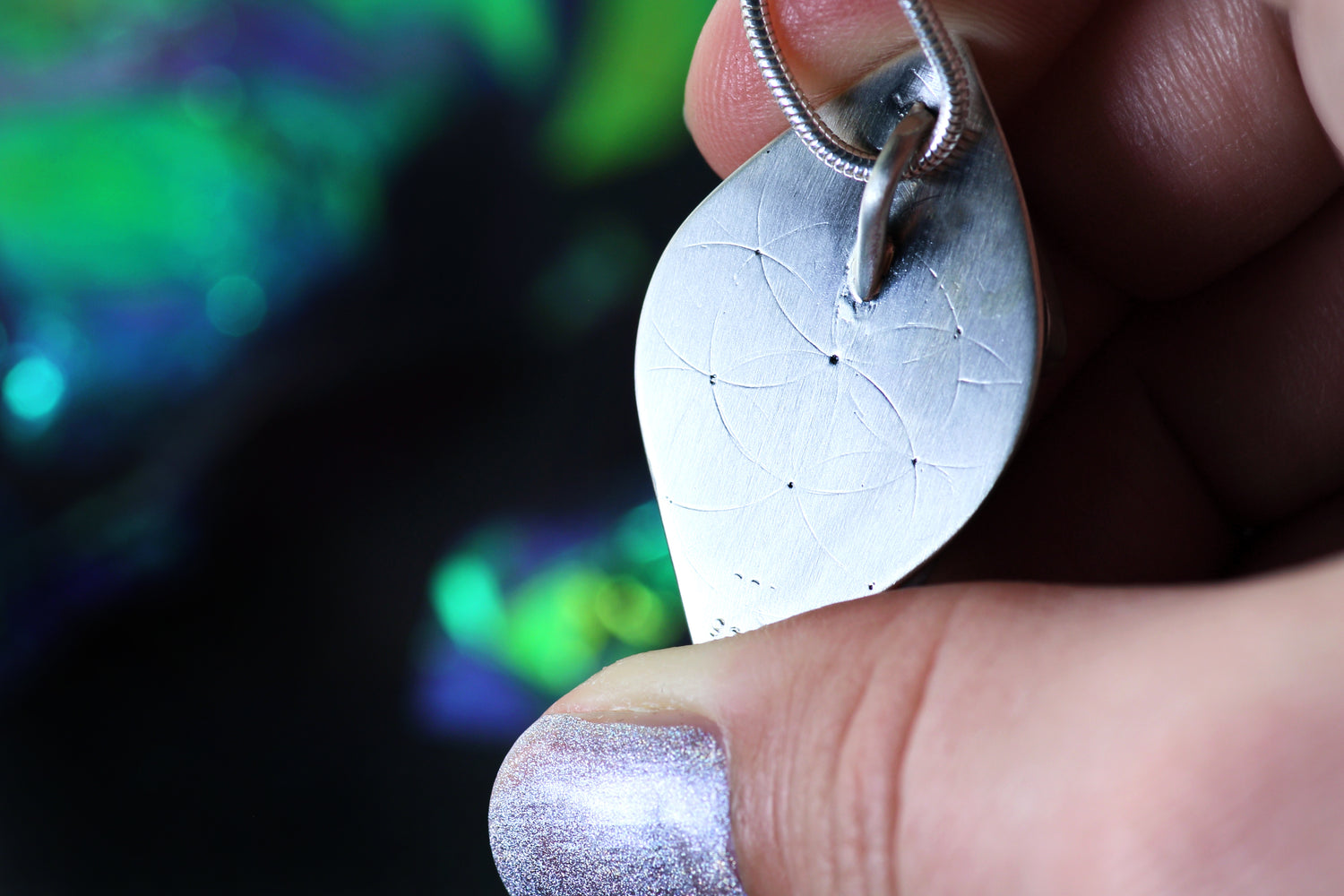 CORAL Artful silver pendant with ocean-blue opal 