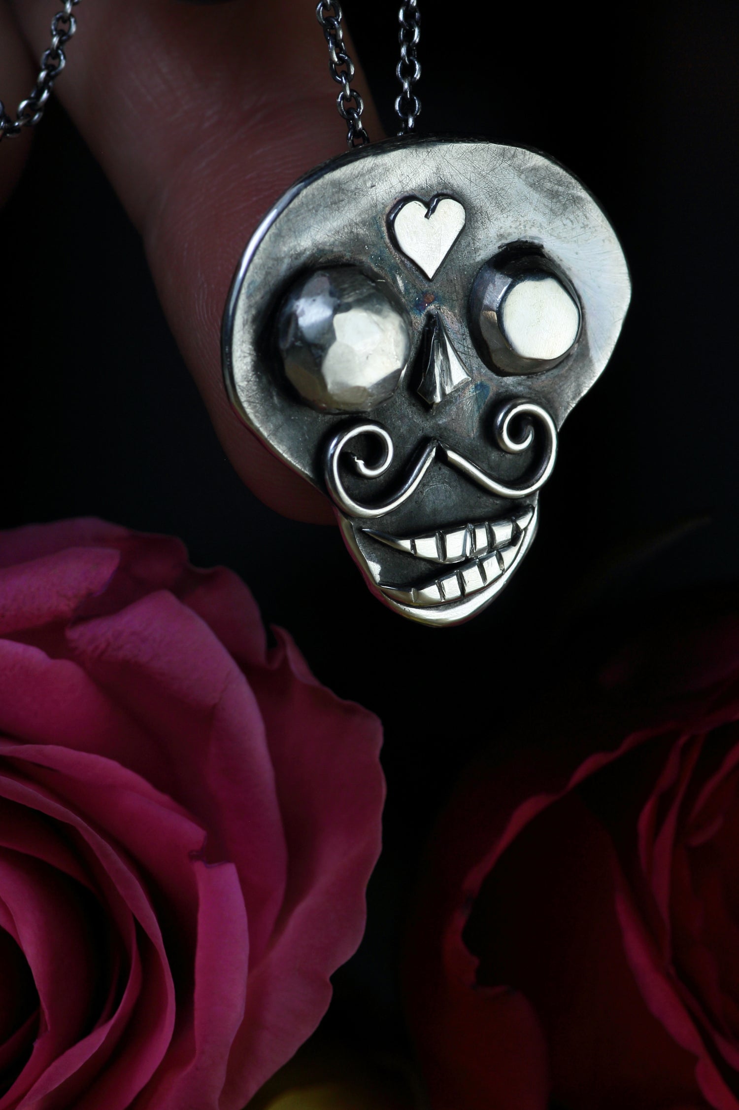 AMOR ETERNO Silberanhänger · SILVER MIRAGE Serie #2 · Totenkopf Maske · Dia de los Muertos