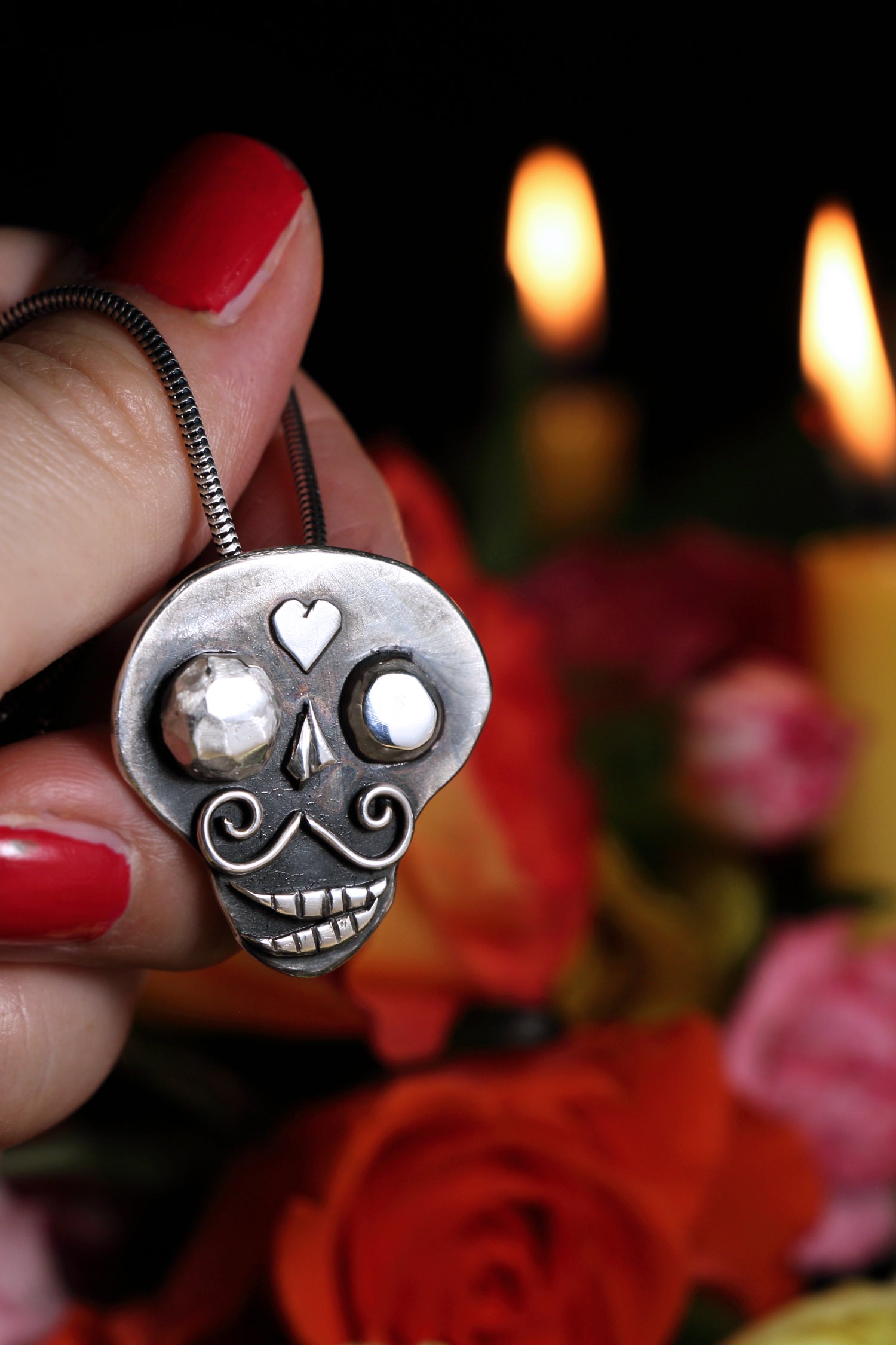AMOR ETERNO Silberanhänger · SILVER MIRAGE Serie #2 · Totenkopf Maske · Dia de los Muertos