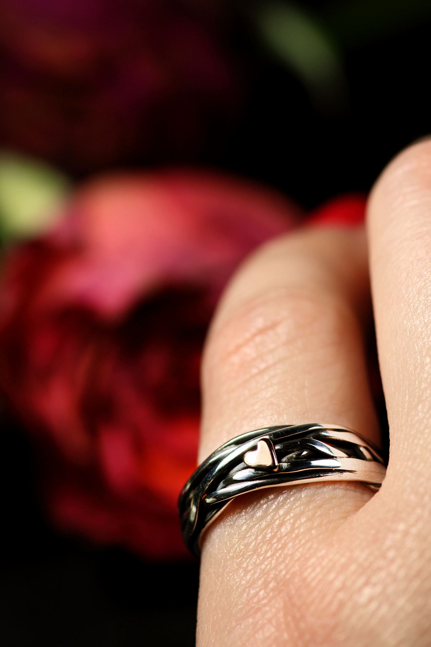 HERZ AUS GOLD INFINITY Unikat Ring aus Silber 925 mit 18k Rosé Gold Heart · Ringgrösse EU 53 -54