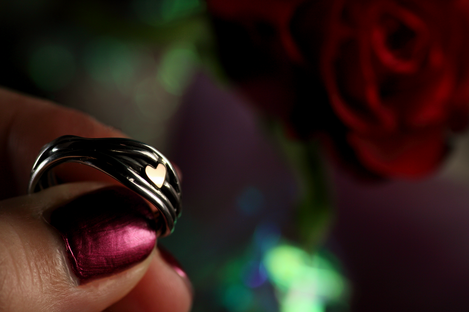 HERZ AUS GOLD INFINITY Unikat Ring aus Silber 925 mit 18k Rosé Gold · C · Ringgrösse EU 53