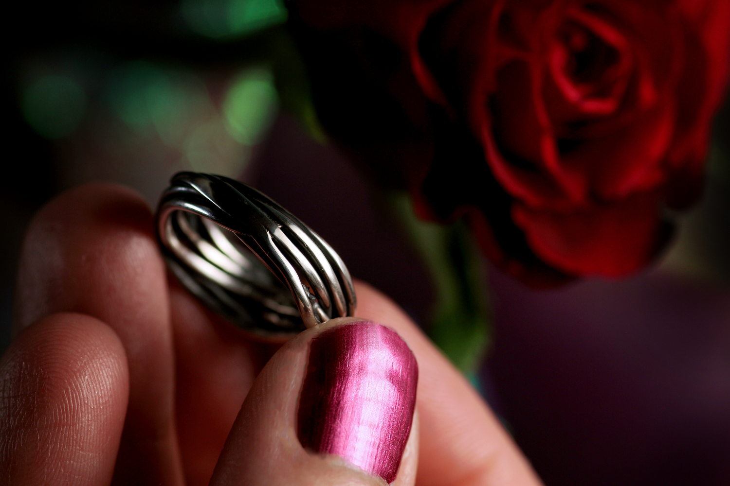 HEART OF GOLD INFINITY Unique ring made of 925 silver with 18k rose gold · C · Ring size EU 53