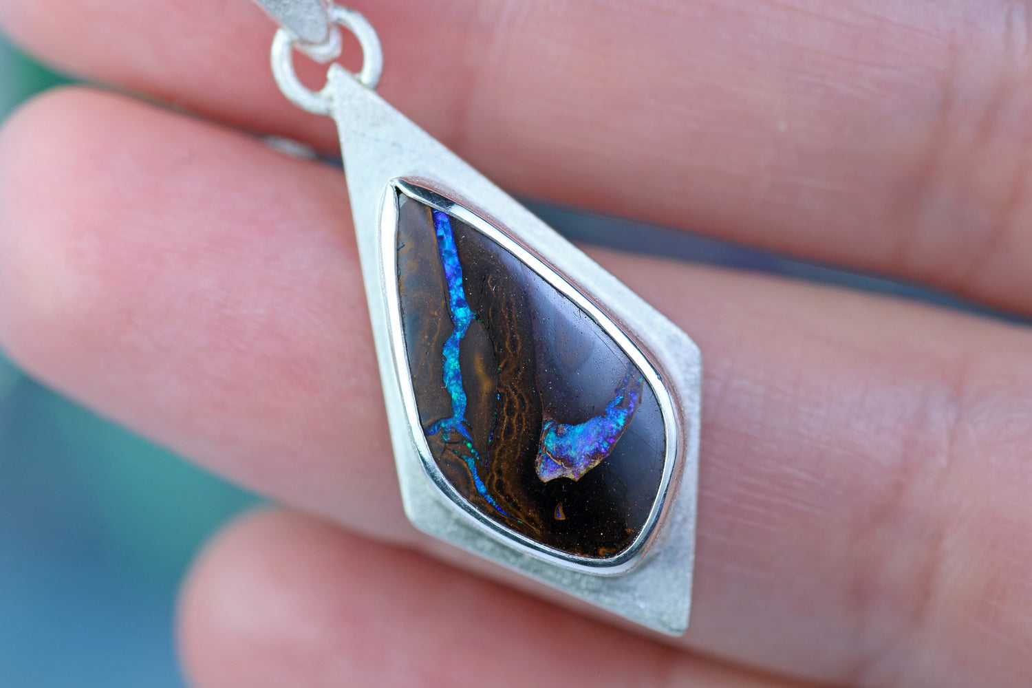 ARCANA LAGUNA silver pendant with Australian opal – Mystical silver jewelry