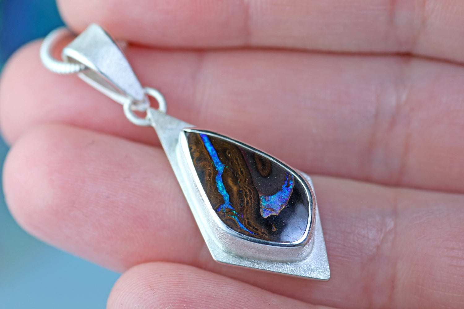 ARCANA LAGUNA silver pendant with Australian opal – Mystical silver jewelry
