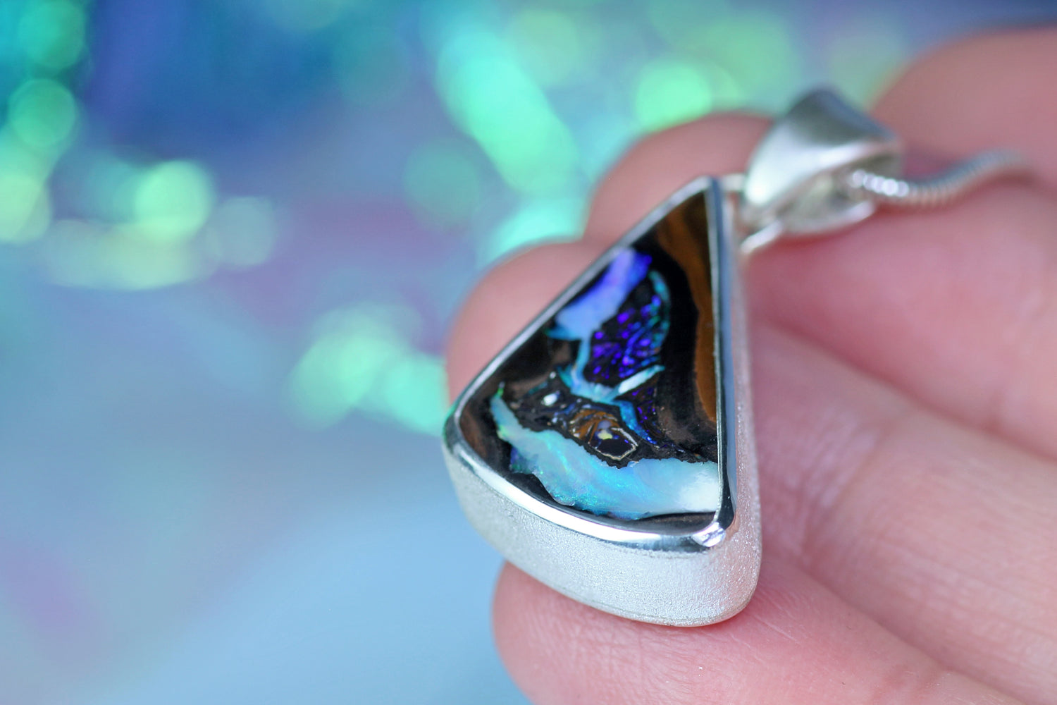 ARCANA MARINA silver pendant with Australian opal – Mystical silver jewelry