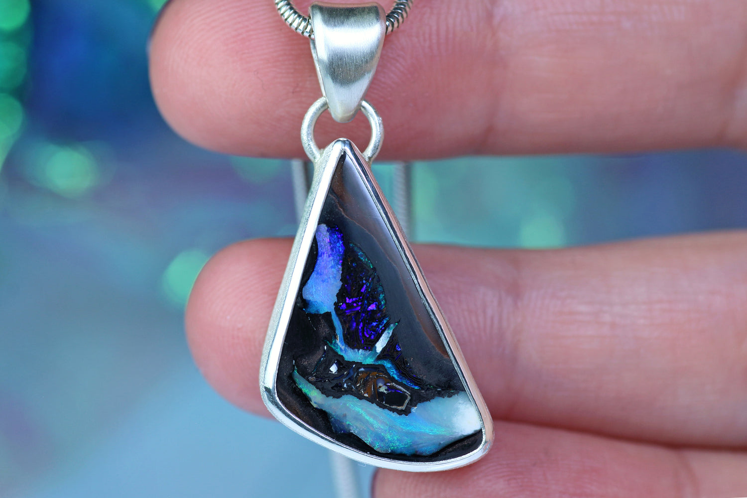 ARCANA MARINA silver pendant with Australian opal – Mystical silver jewelry