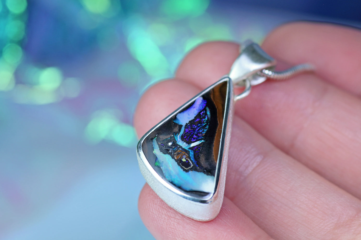 ARCANA MARINA silver pendant with Australian opal – Mystical silver jewelry