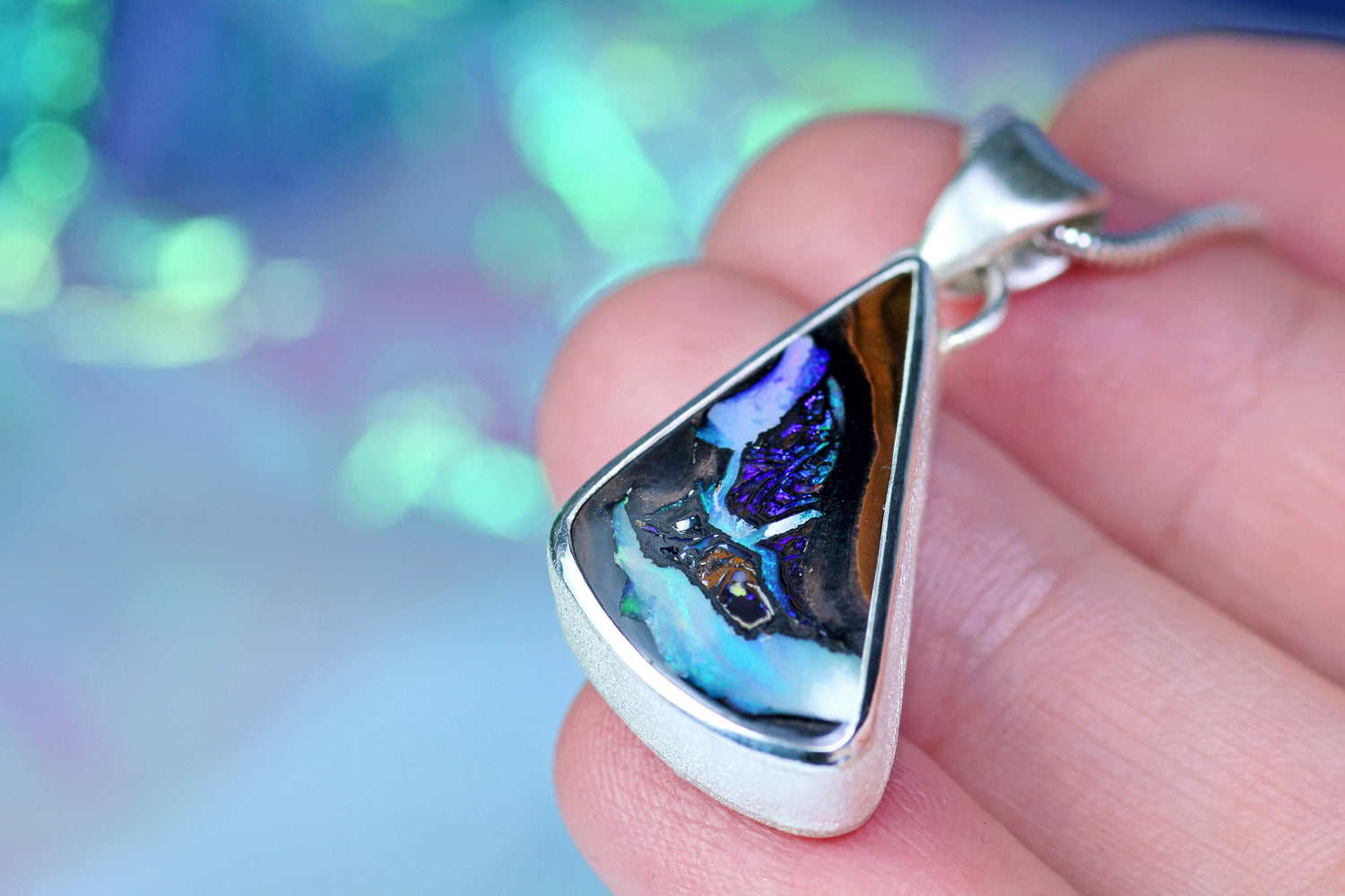 ARCANA MARINA silver pendant with Australian opal – Mystical silver jewelry