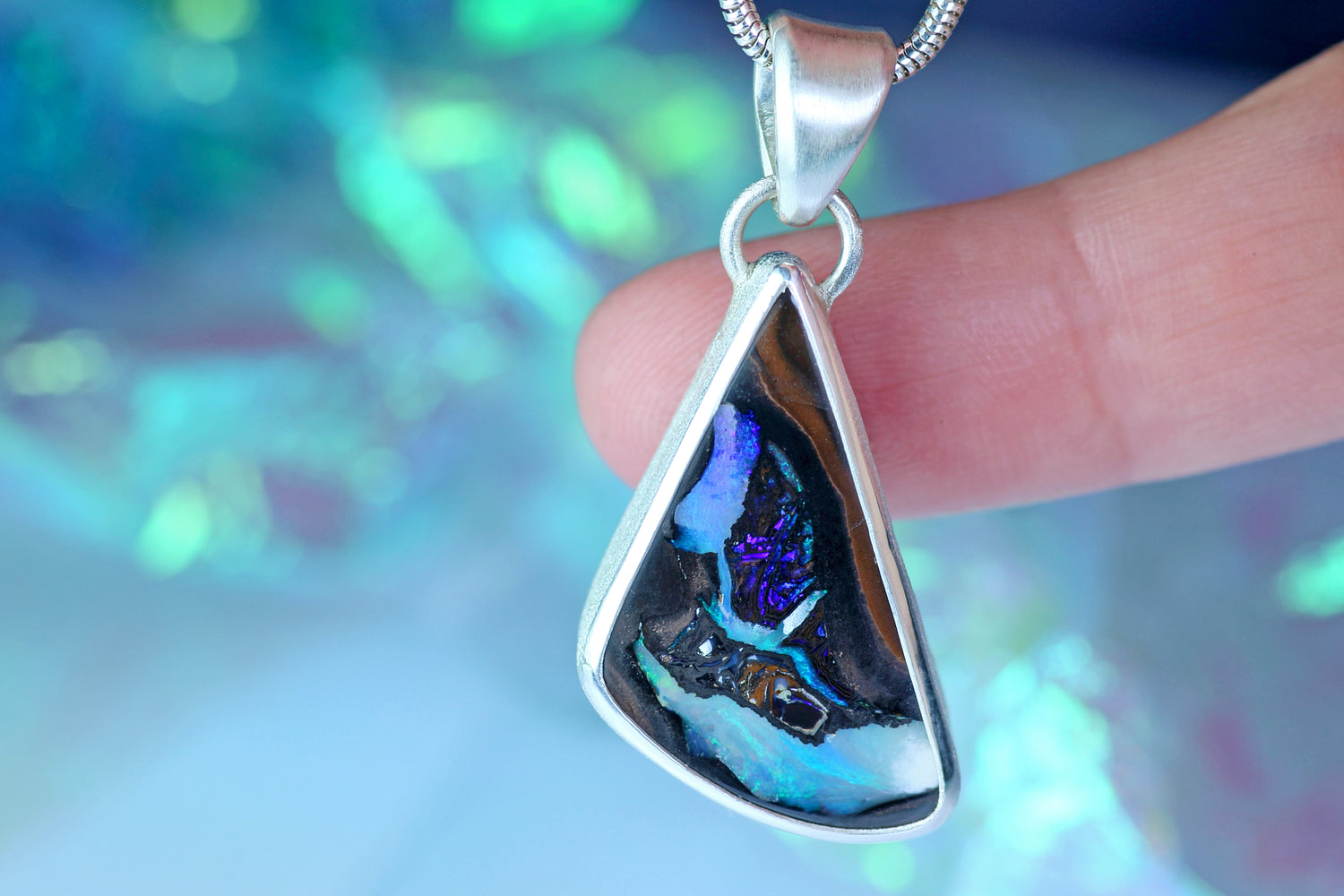 ARCANA MARINA silver pendant with Australian opal – Mystical silver jewelry