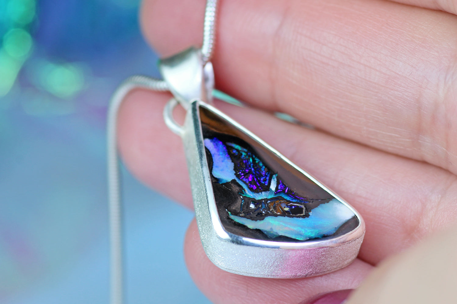 ARCANA MARINA silver pendant with Australian opal – Mystical silver jewelry
