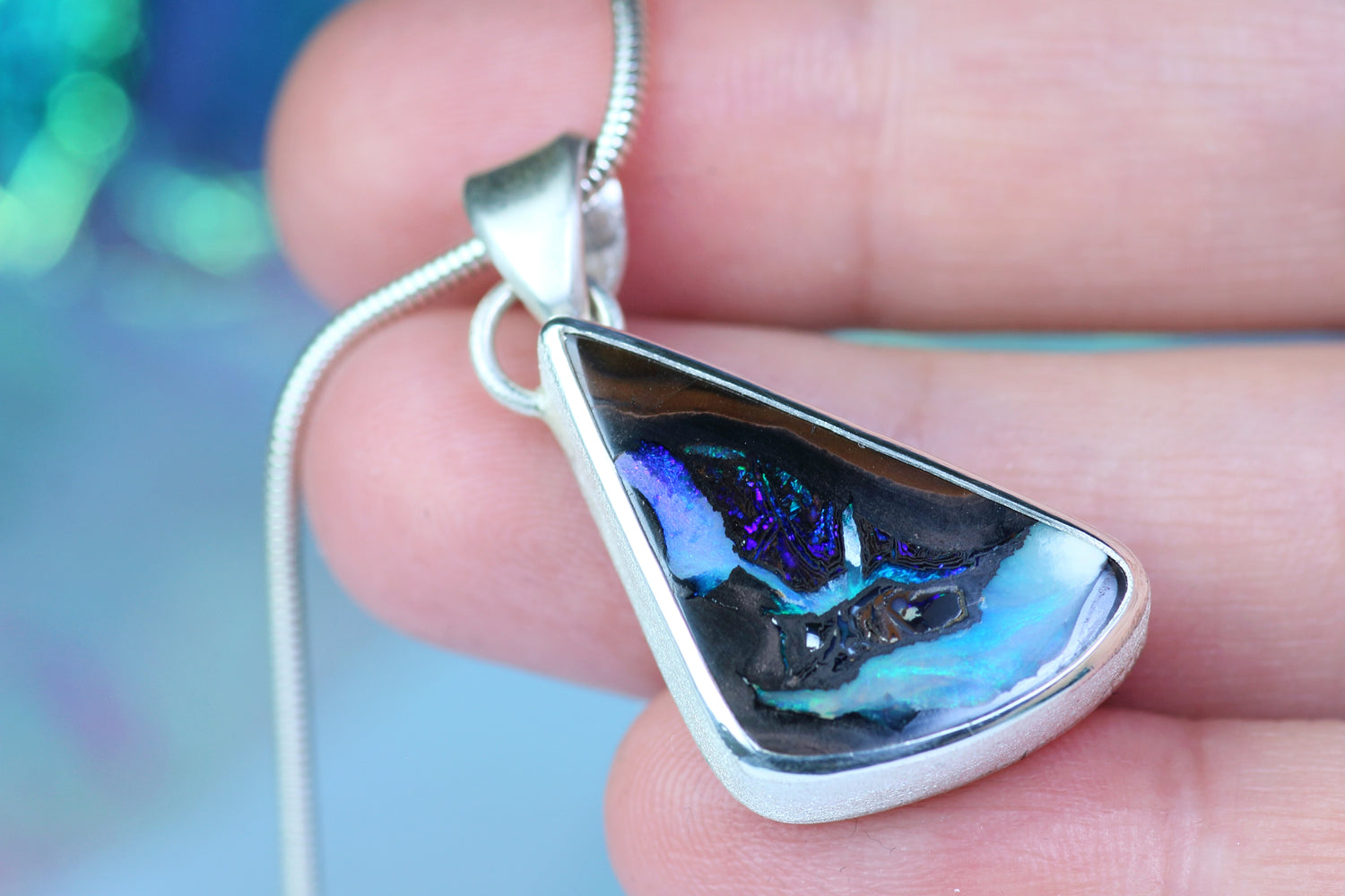 ARCANA MARINA silver pendant with Australian opal – Mystical silver jewelry