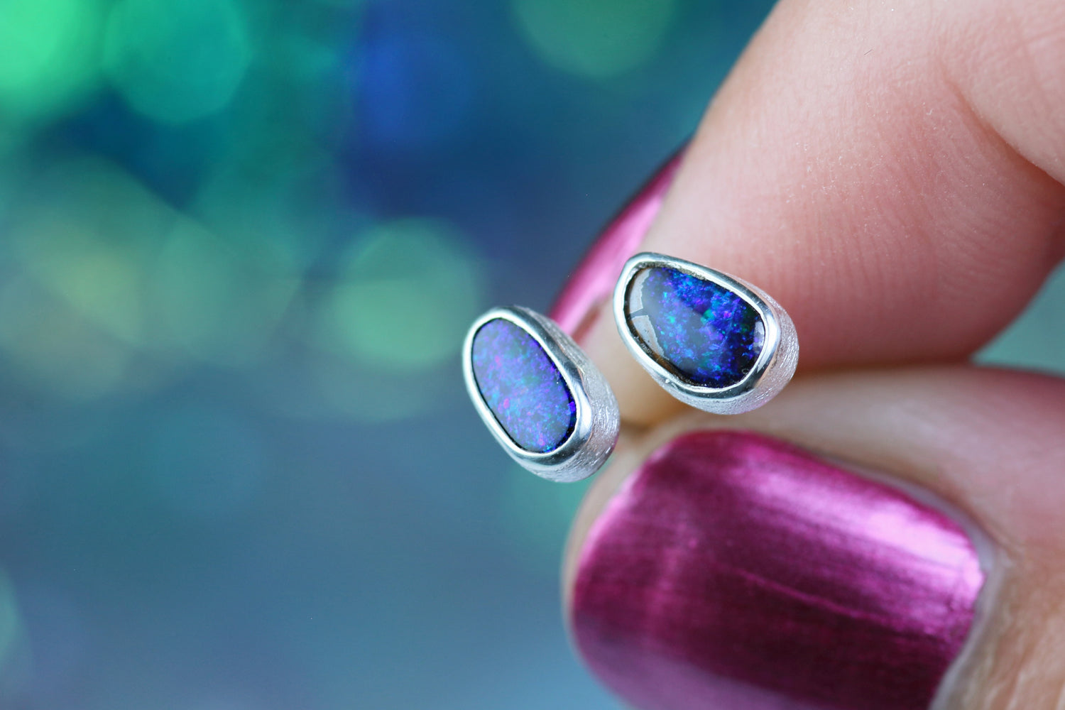 ASTRALIS ORBIS silver earrings with Australian opals