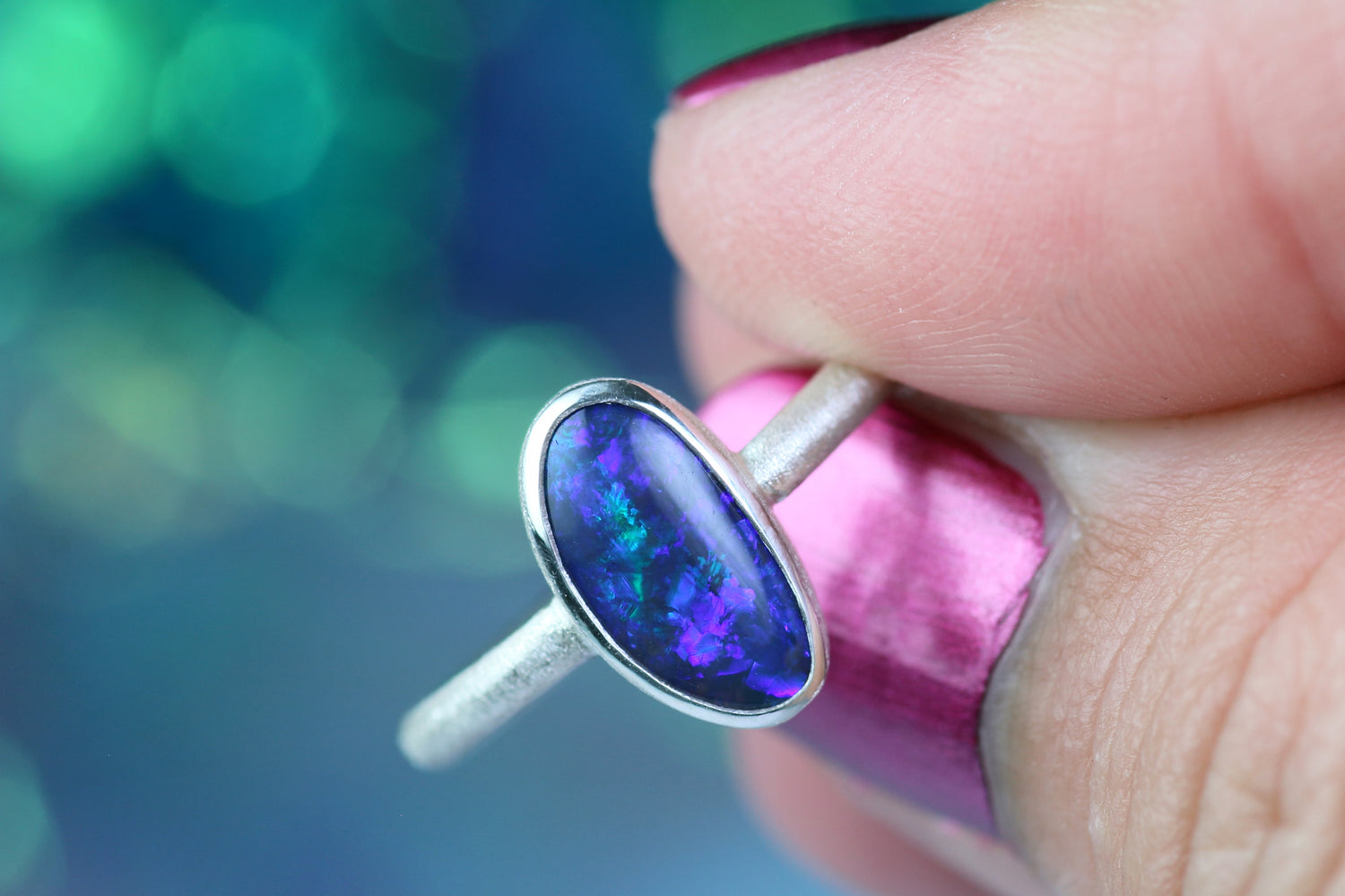 LUNA NOVA – Opal silver ring · EU 51 - 52