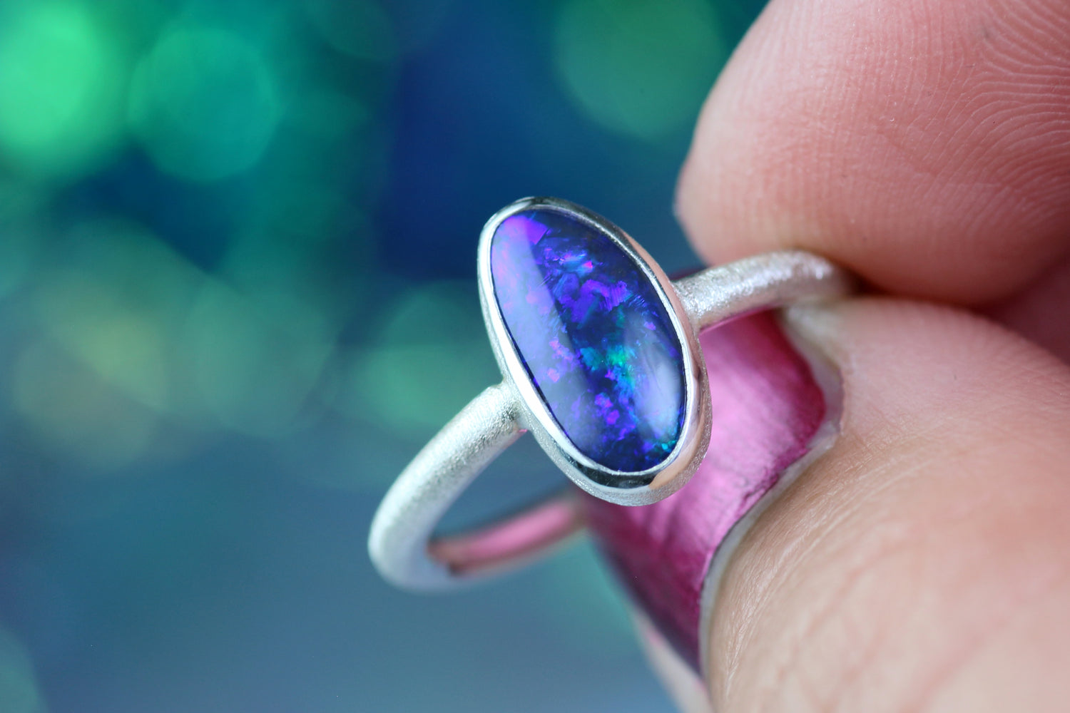 LUNA NOVA – Opal silver ring · EU 51 - 52