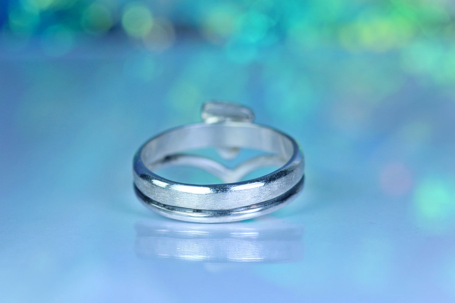 LUNA SERENA Boho silver ring with Australian opal · EU 58