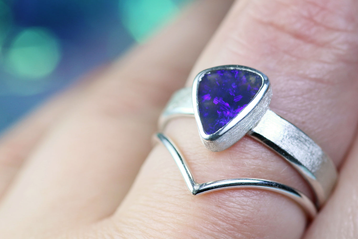 PURPURA DIVINA opal silver ring EU 60