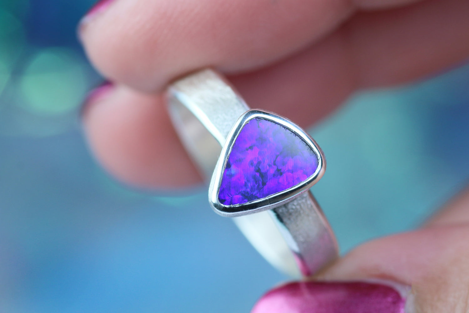 PURPURA DIVINA opal silver ring EU 60