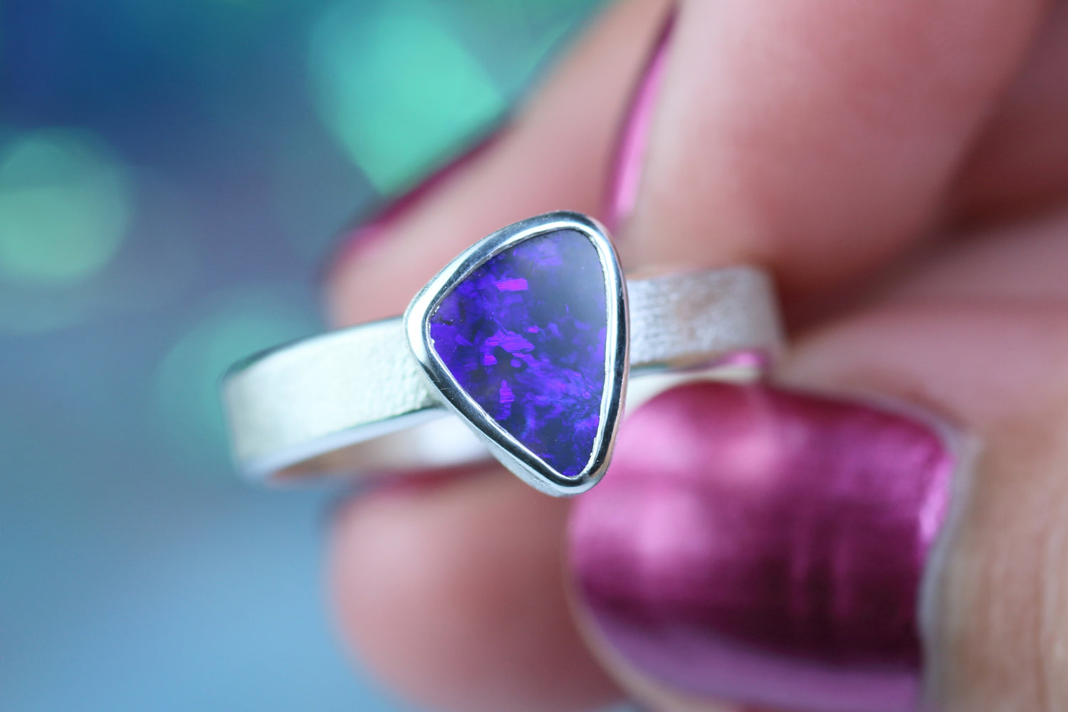 PURPURA DIVINA opal silver ring EU 60