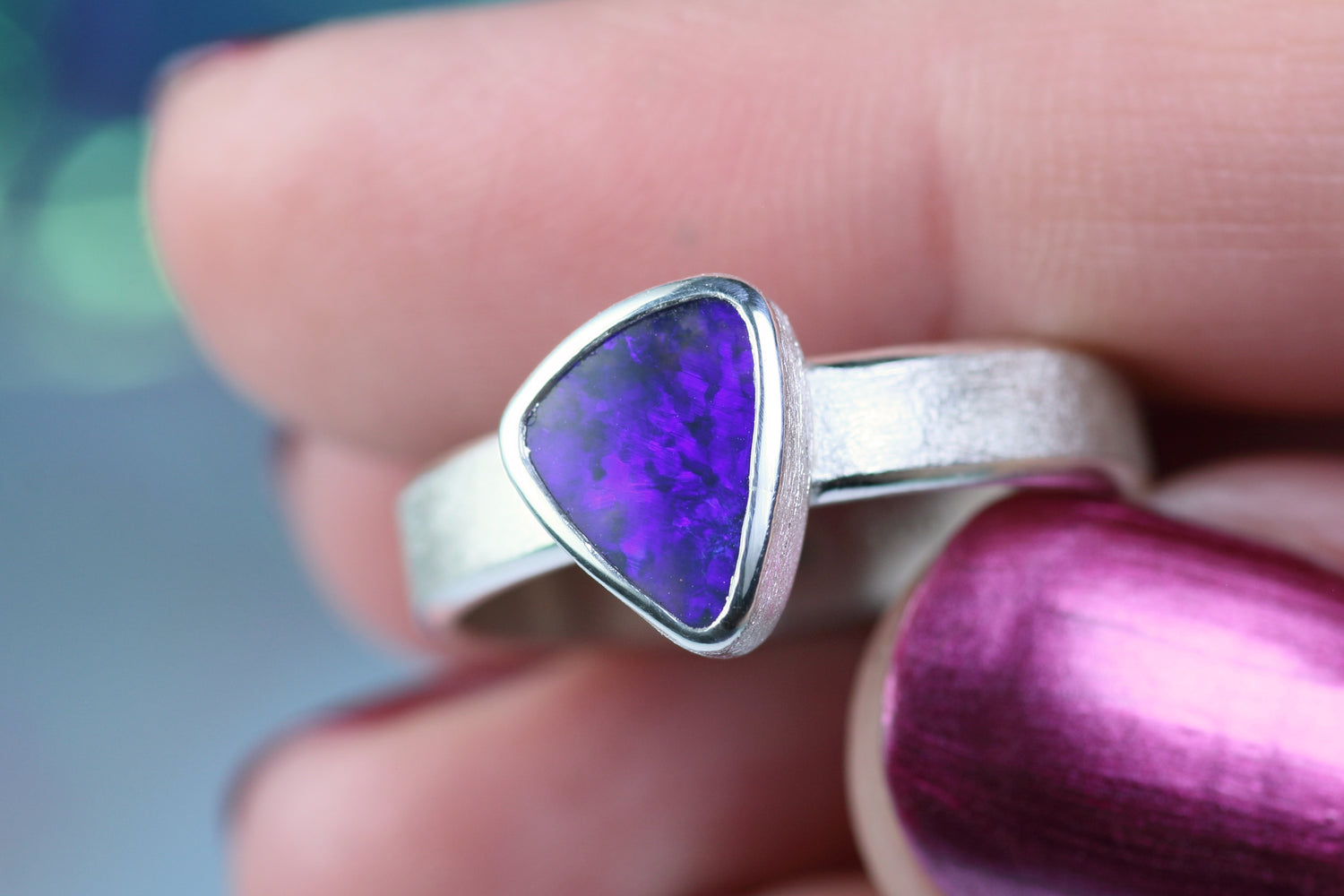 PURPURA DIVINA opal silver ring EU 60