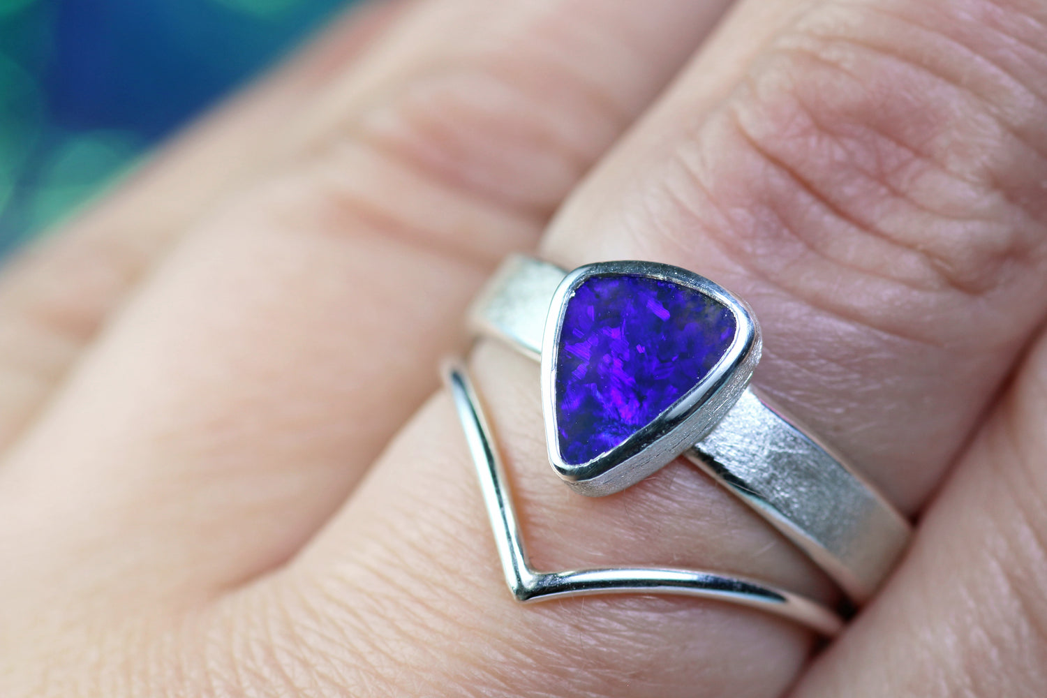 PURPURA DIVINA opal silver ring EU 60