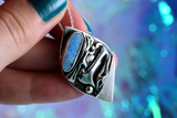CORAL Artful silver pendant with ocean-blue opal 